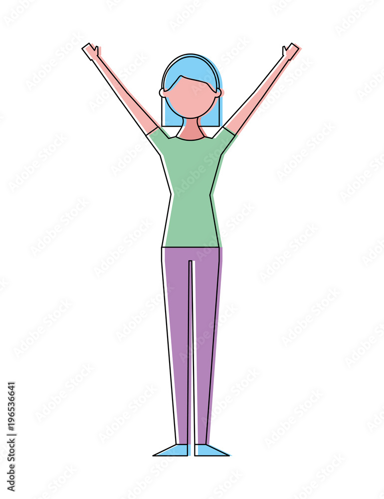 young woman people character gesturing with arms vector illustration young woman people character gesturing with arms vector illustration