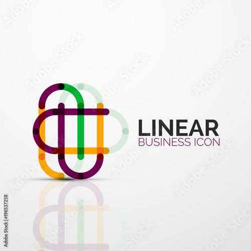 Abstract flower or star minimalistic linear icon, thin line geometric flat symbol for business icon design, abstract button or emblem