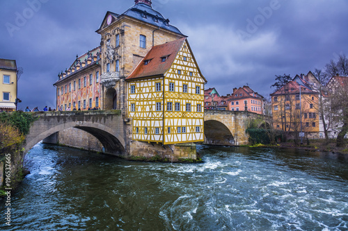 Bamberg Altes Rathaus - Old Town Hall in autumn day