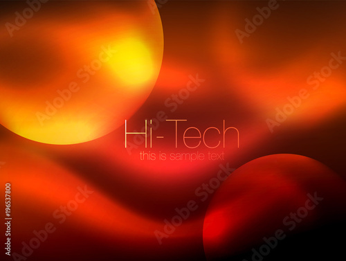 Blurred neon glowing circle, hi-tech modern bubble template, techno glowing glass round shapes or spheres. Geometric abstract background