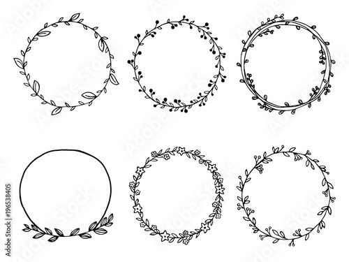 Hand drawn of wreath set vector design. floral leave for Cards and invitations.