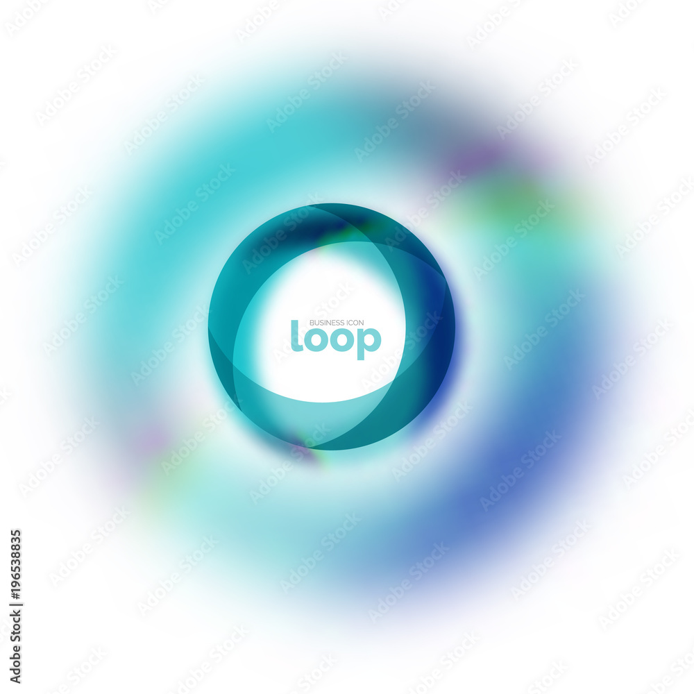 Loop circle business icon, created with glass transparent color shapes Loop circle business icon, created with glass transparent color shapes