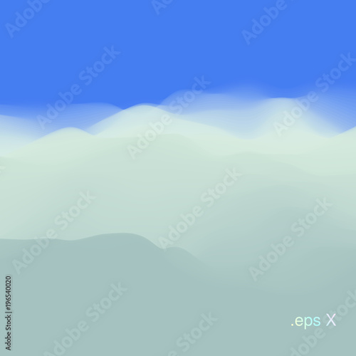 Colorful fluid dynamic wavy structure. Soft smooth gradient surface. Modern abstract illustration. Vivid iridescent clouds. Flowing digital vapor. Futuristic background for poster. Element of design.