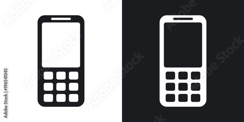 Vector mobile phone icon. Two-tone version on black and white background