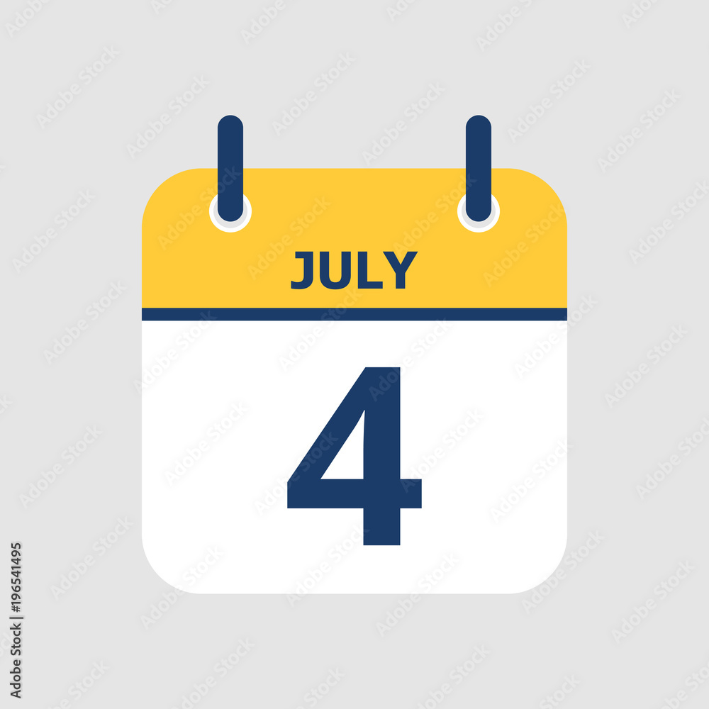 Flat icon calendar 4th of July isolated on gray background. Vector illustration. Flat icon calendar 4th of July isolated on gray background. Vector illustration.