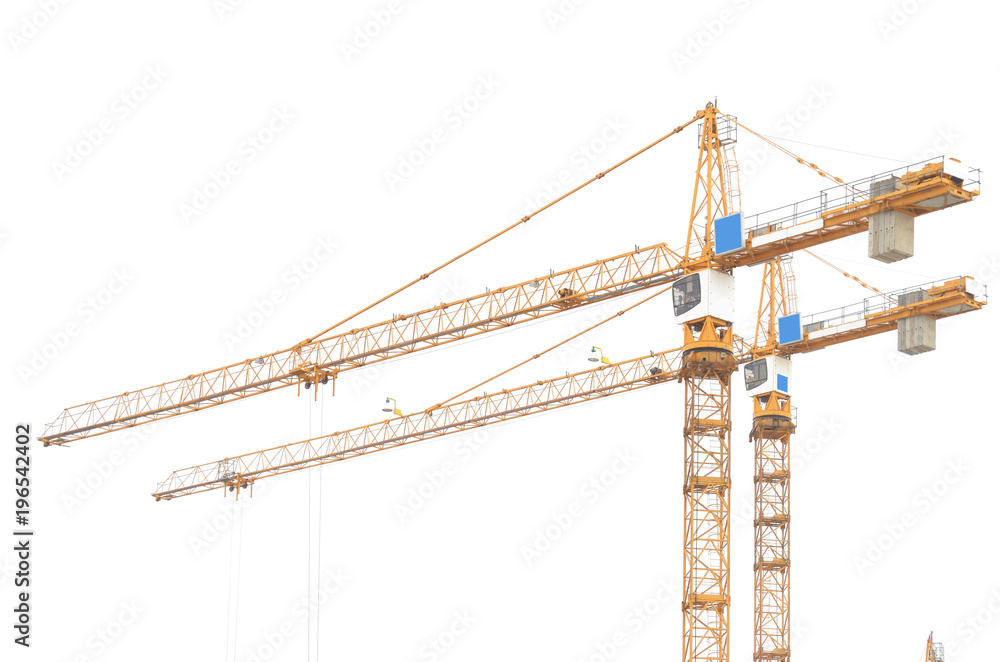 Construction crane on white background.