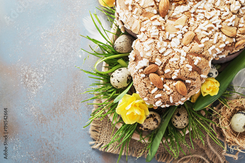 Sticker Colomba - italian easter dove cake on old rustic  board