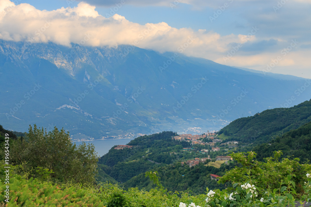 Landscape at Lake Garda with village