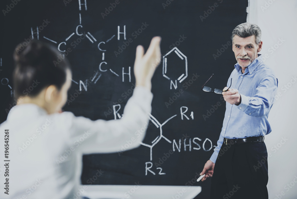 Professor of chemistry leading lecture in University