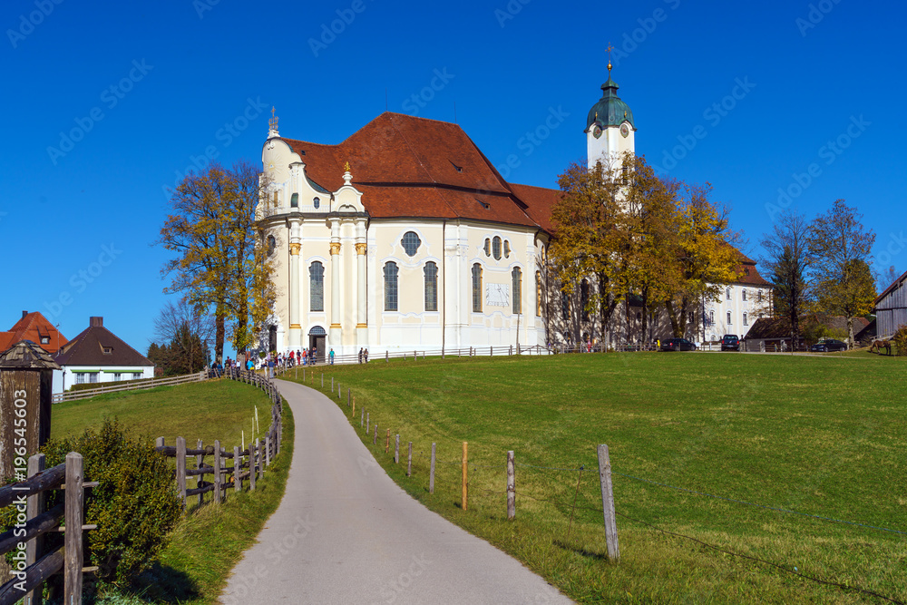 Pilgrimage Church of Wies (Wieskirche) in Alps, Bavaria, Germany