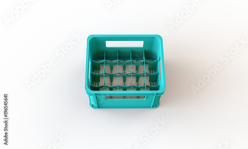Plastic crate box isolated on white. The crate can hold bottle or cans