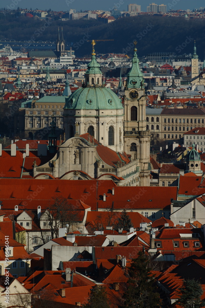Prague's roofs in a sunny day panorama. Czech. Cityscape. Prague's roofs in a sunny day panorama. Czech. Cityscape.