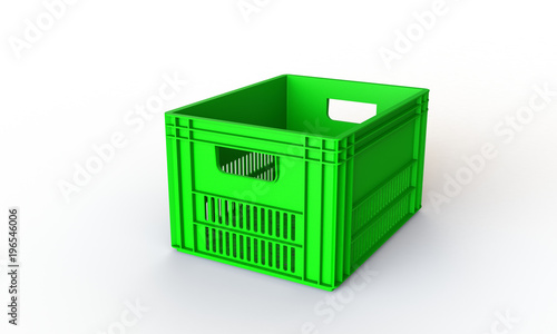 Plastic crate box isolated on white. The crate can hold bottle or cans