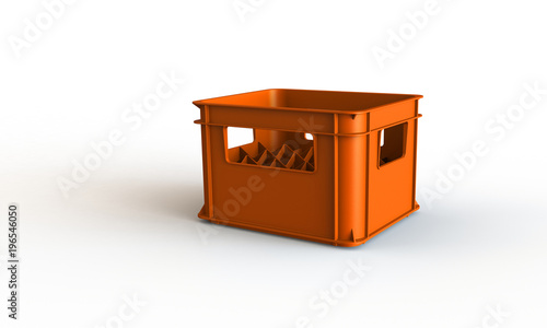 Plastic crate box isolated on white. The crate can hold bottle or cans