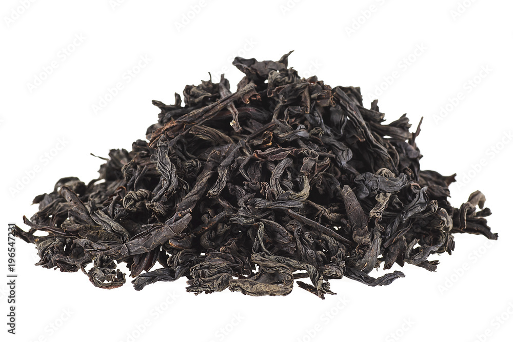 Dry black tea leaves isolated on white background Dry black tea leaves isolated on white background