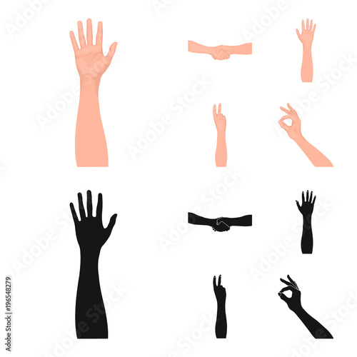 Sign Language cartoon,black icons in set collection for design.Emotional part of communication vector symbol stock web illustration.