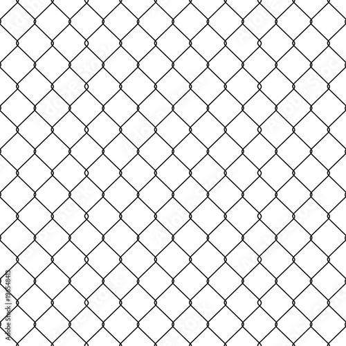 Metallic wired Fence seamless pattern isolated on white background. Steel Wire Mesh. Vector Illustration