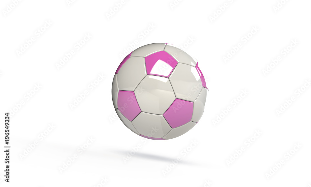 Obraz premium football soccer ball isolated on white the football is pink blue orange white black blue