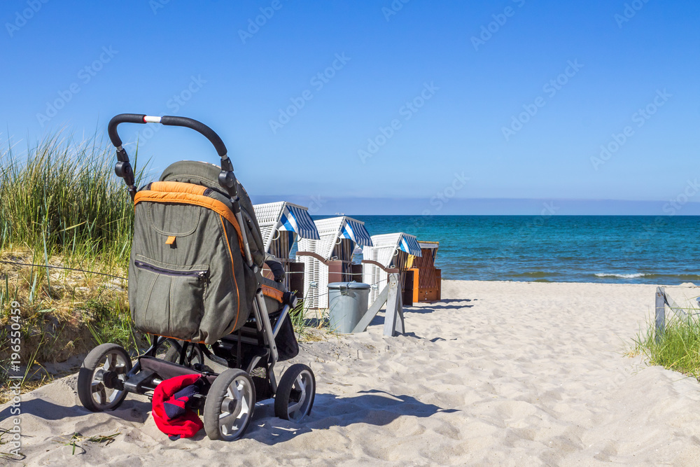 Kinderwagen am Strand Stock Photo | Adobe Stock