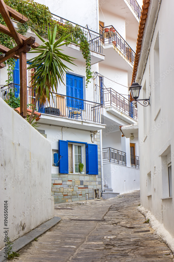 Street view on Skiathos island, Greece