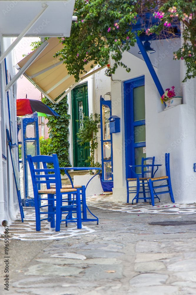 Obraz Street view on Skiathos island, Greece