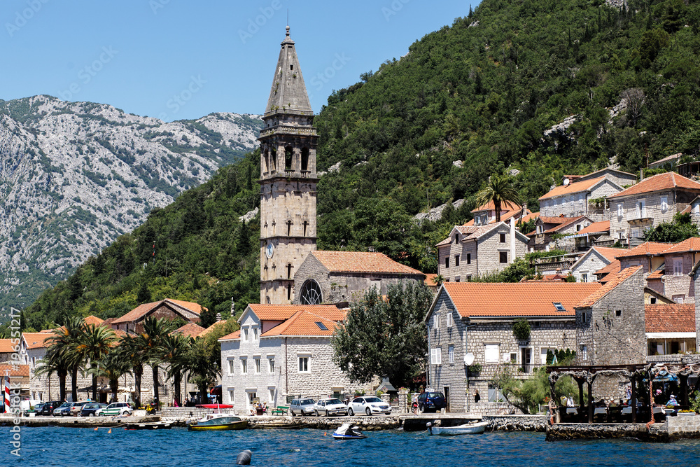 Perast town in the Bay of Kotor, Montenegro