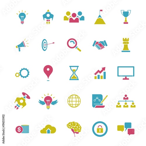 Business planning startup colorful icons