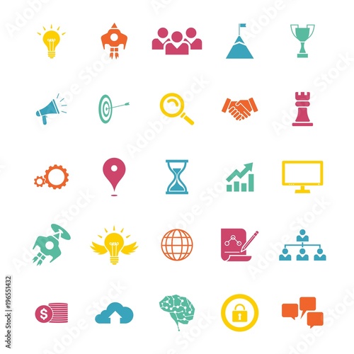 Business planning startup colorful icons