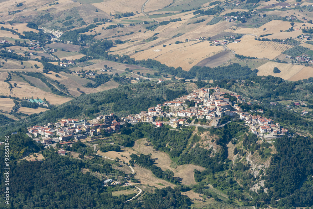 Aerial image village on top of a hill in the Province of Foggia Aerial image village on top of a hill in the Province of Foggia