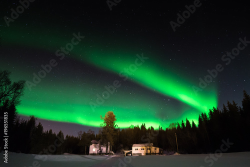 Magic Night.Spectacular show of the Northern Lights Aurora Eveness photo