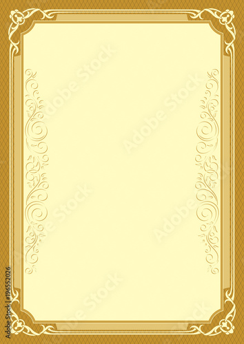 Ornate framework. A4 page size. Template for certificate, diploma, announcement, label, card.