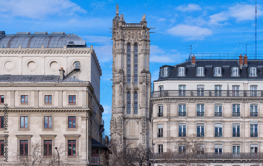 Tour Saint Jacques, located in the center of Paris , France.