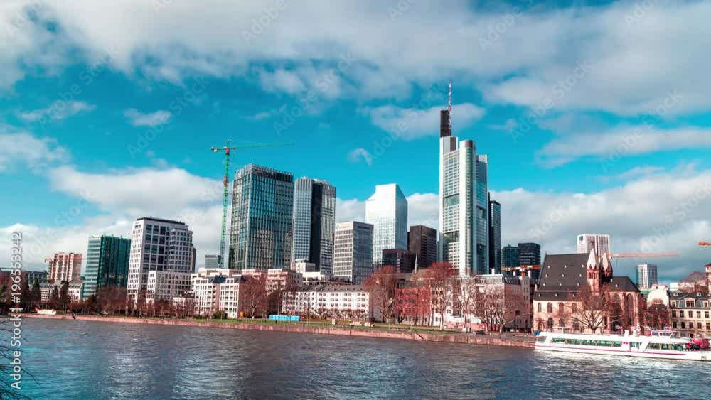 Timelapse of Frankfurt city skyline during daytime Timelapse of Frankfurt city skyline during daytime