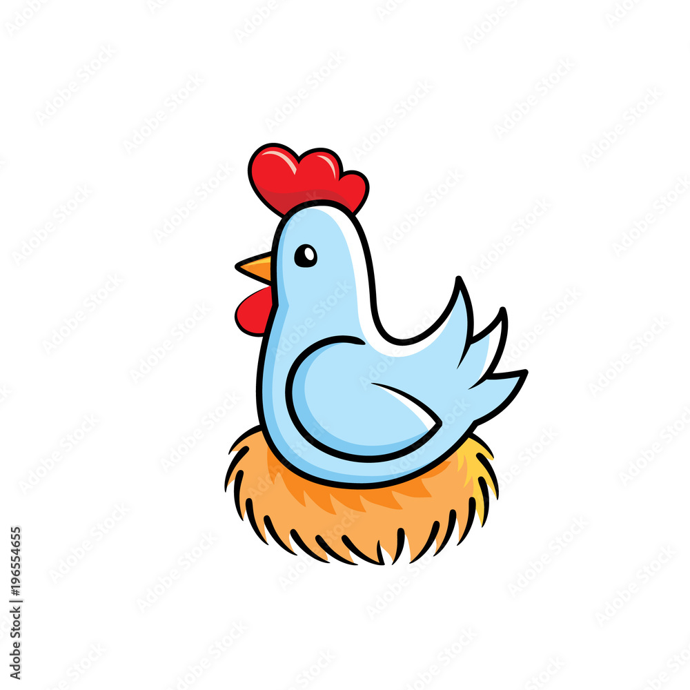 Chicken sitting in the nest cartoon illustration Chicken sitting in the nest cartoon illustration