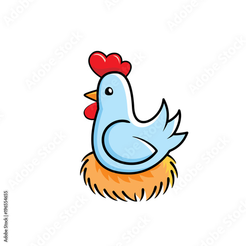 Chicken sitting in the nest cartoon illustration © musework