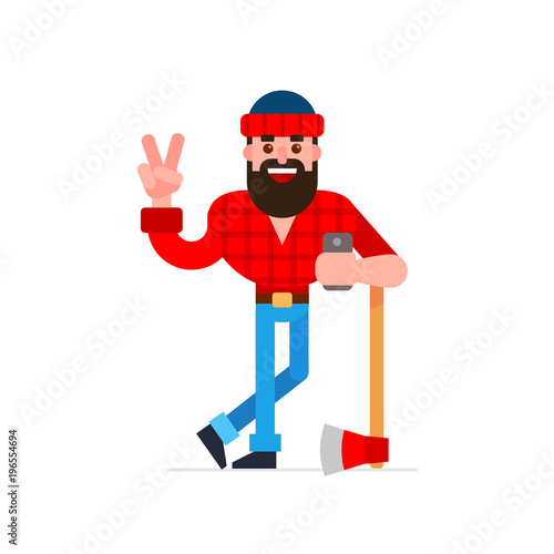 Cool lumberjack young man hipster illustration