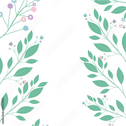 white background with decorative branches with flowers vector illustration