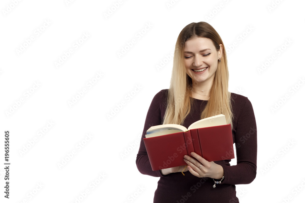 Young woman with a book studio portrait Young woman with a book studio portrait