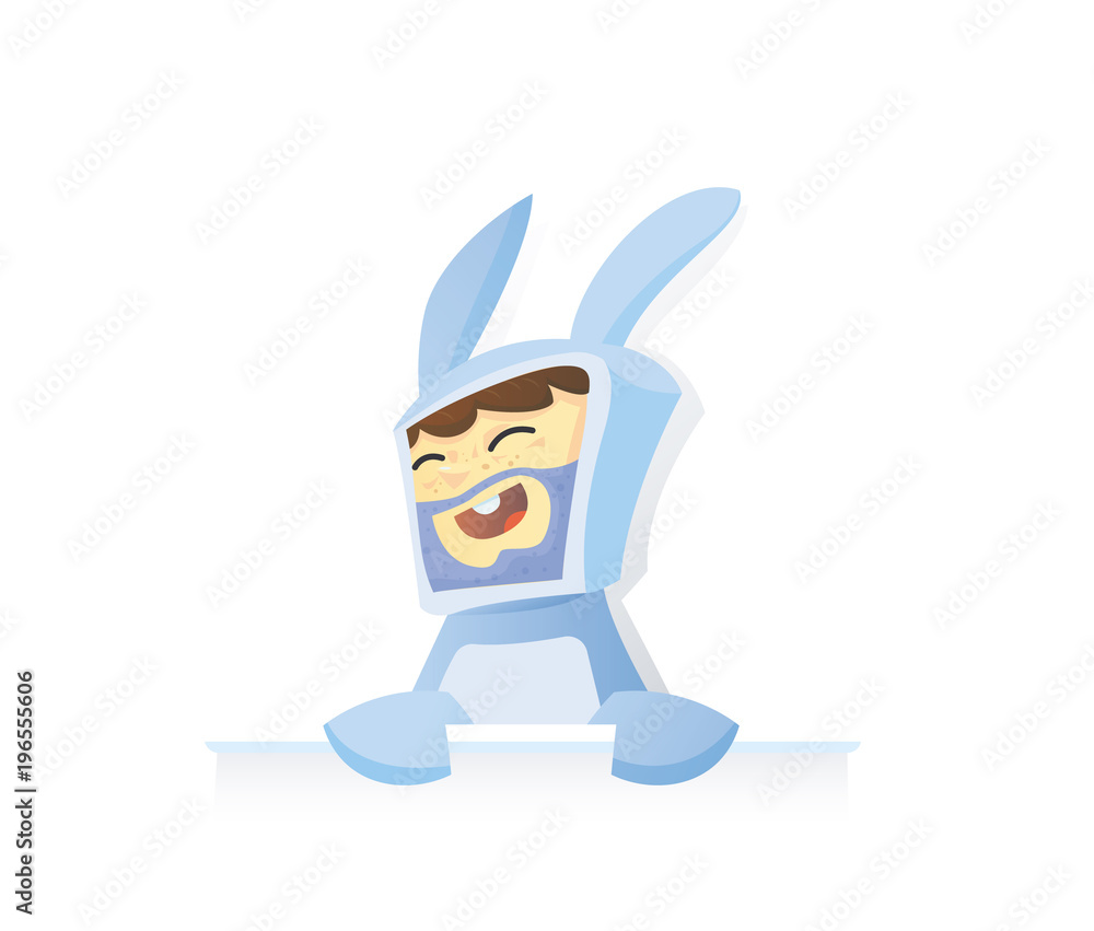 funny man in rabbit suit