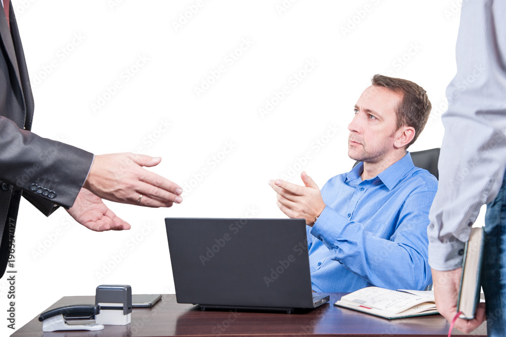 manager / background with manager in the office, on the top floor building, next to the white wall manager / background with manager in the office, on the top floor building, next to the white wall