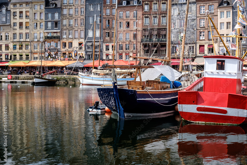 Old port in the famous village of Honfleur in Normandy