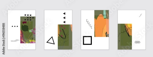 Set of artistic abstract universal card templates