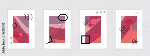 Set of artistic abstract universal card templates
