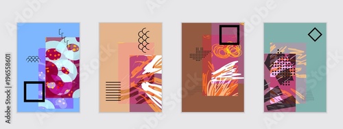 Set of artistic abstract universal card templates