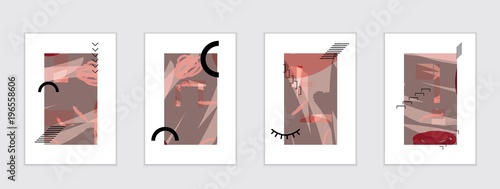 Set of artistic abstract universal card templates