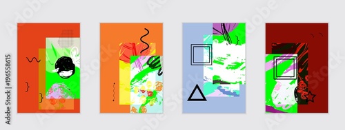 Set of artistic abstract universal card templates