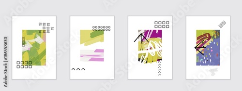 Set of artistic abstract universal card templates