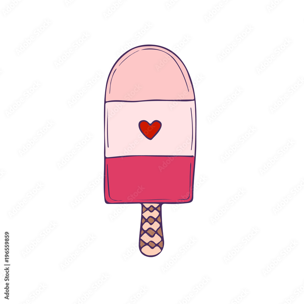 Ice Cream print. Cartoon doodle badge. Funny vector print. Ice Cream print. Cartoon doodle badge. Funny vector print.