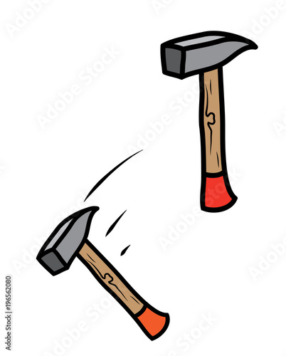 Heavy metal hammer tool, static and swing.