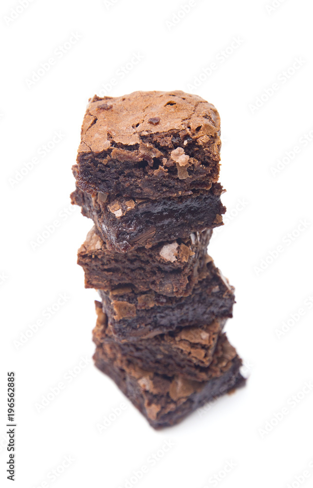 Homemade Gooey Double Chocolate Brownies on a White Background